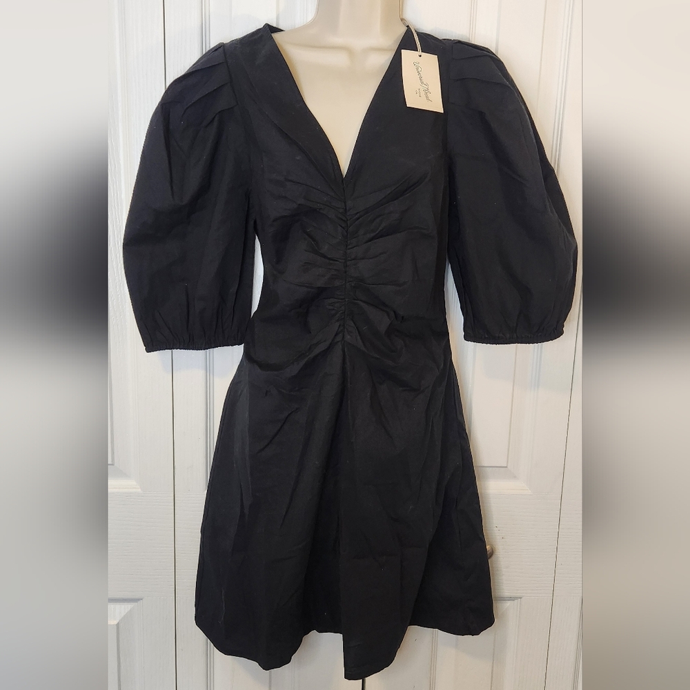 NWT Universal Thread Women's Elbow Puff Sleeve Ruched V-Neck Mini Dress size 6 - Picture 4 of 8